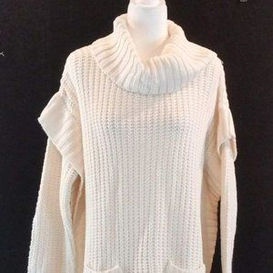 New Directions Ivory Round Hem Tunic Sweater Cowl Neck Size XL NWT